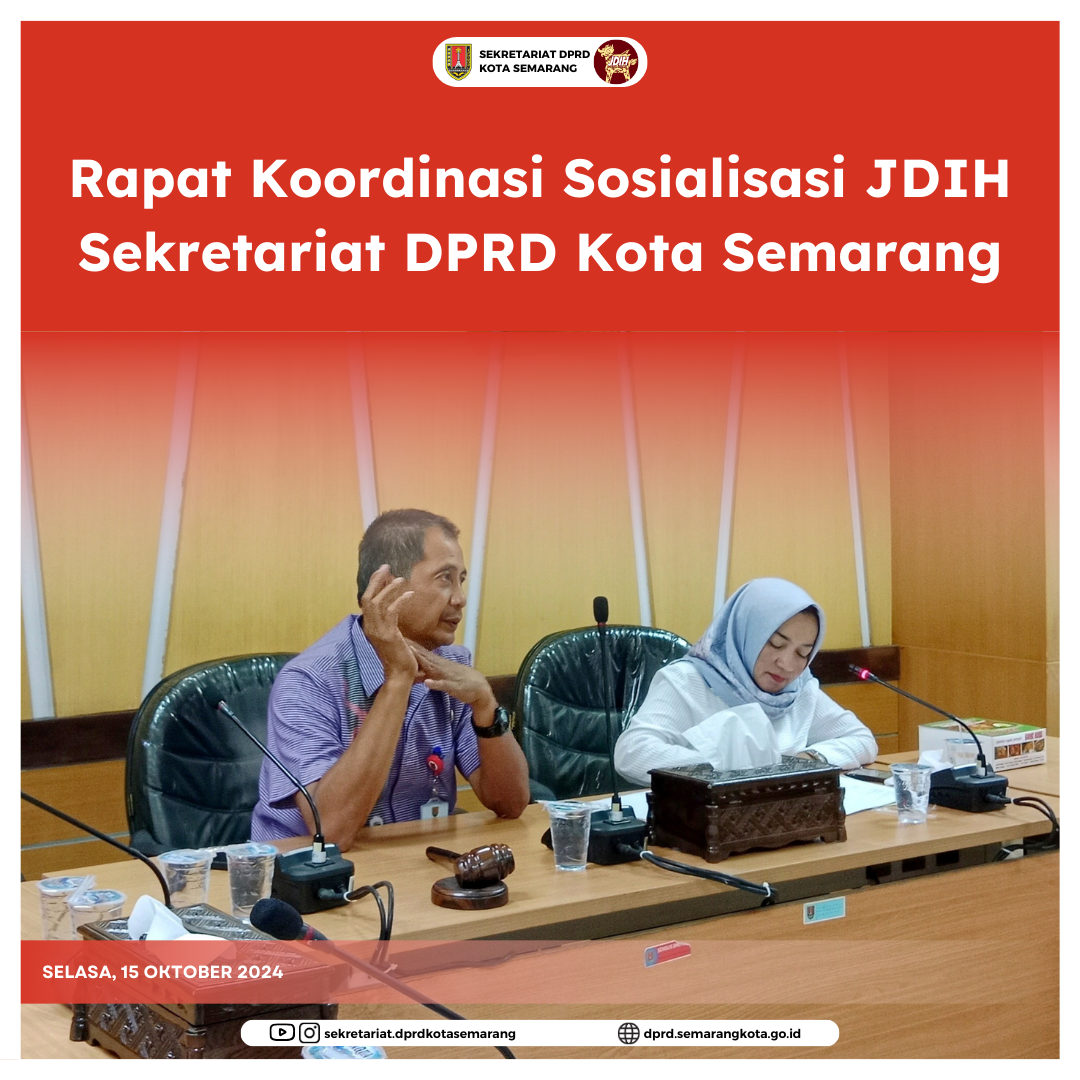Image Blog Giat Rapat Koordinasi Sosialisasi JDIH Sekretariat DPRD Kota Semarang di Ruang Serbaguna III yang dipimpin oleh Kabag Persidangan Sutanto S.H. M.H.